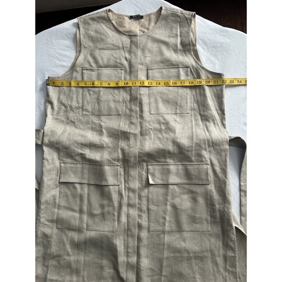 Lafayette 148 Wool Linen Silk Blend Belted Shift Dress Womens Size 16 Tan Career - Picture 6 of 8